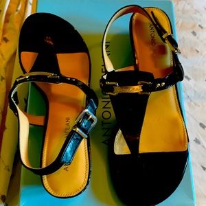 Antonio Melani “Amirah” Black Wedge Sandals. Only worn once. Original Box